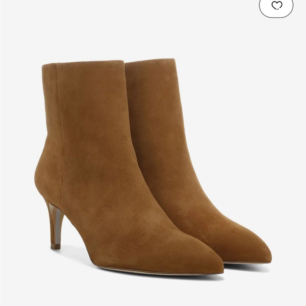 Sam Edelman Women's Ulissa Pointed Bootie Kitten Heel Camel Suede Sz 9